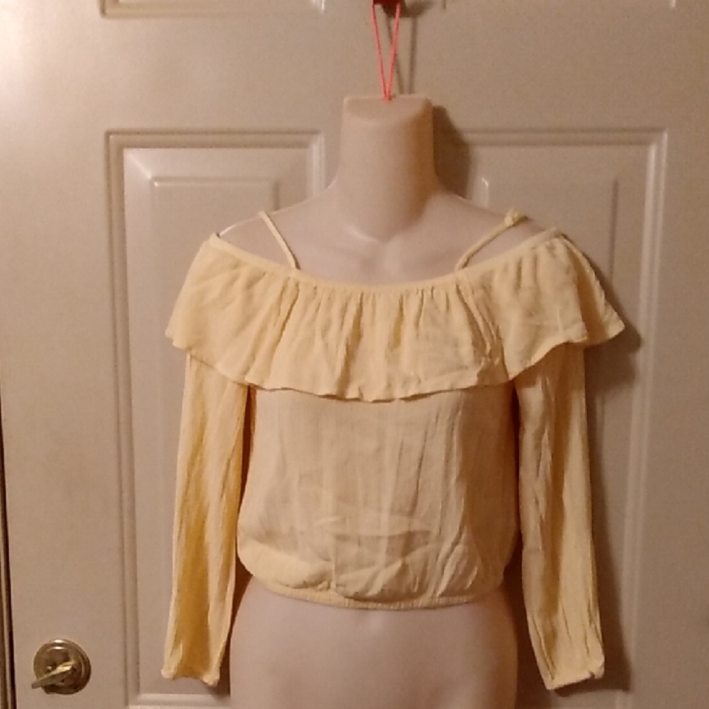 Yellow Gauze Boho Off Shoulder Crop Top